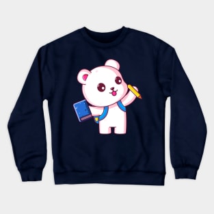 Cute polar bear go to school Crewneck Sweatshirt